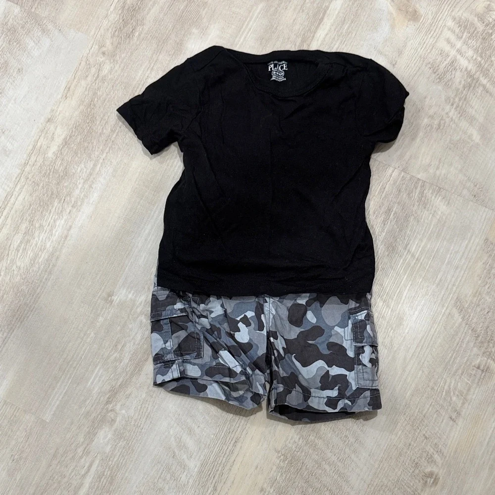 The Children's Place Black and Gray Camo Kids Matching Set